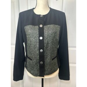 Cabi‎ 3036 Media Jacket Blazer Black Green Silver Metallic Look Size Medium